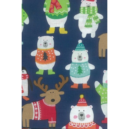 FCN107 Snowmen And Friends On Blue Background