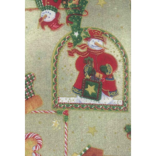 FCN117 Snowmen In Archway On Cream Background