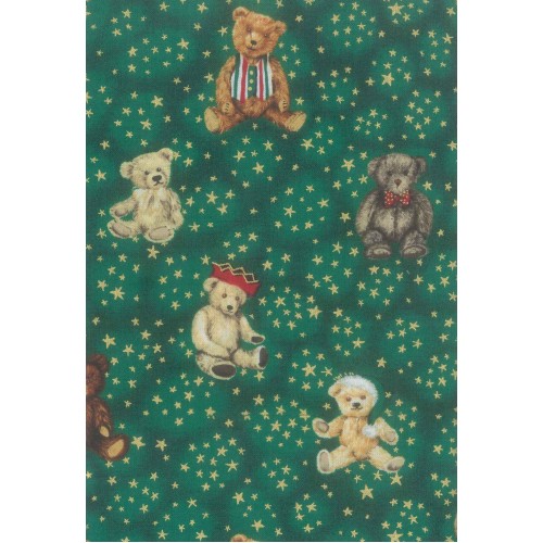 FX205 Teddies And Stars On Green