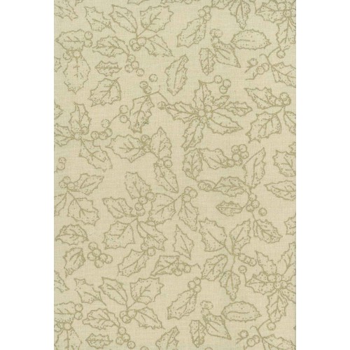FX217 Gold Outline Holly On Cream Background