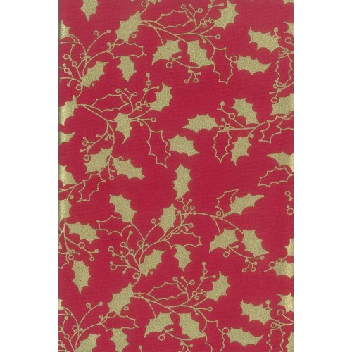 FX225 Solid Gold Holly On Red Background