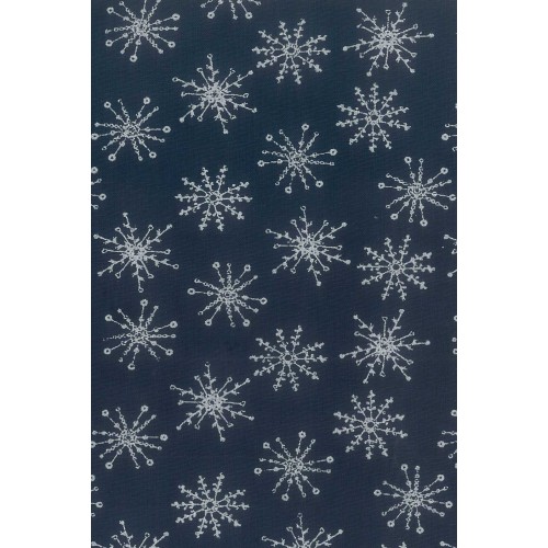 FX410 Silver Snow Flake On Dk Blue Background