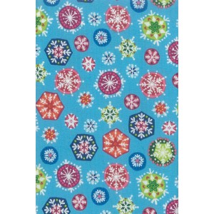 FX414 Multi Coloured Snowflakes On Blue Background