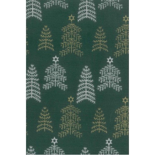 FX501 Gold And Silver Christmas Trees On Green Background