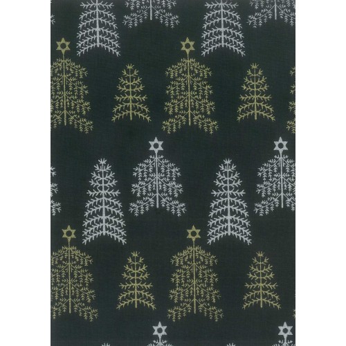 FX504 Gold And Silver Christmas Tree On Black Background