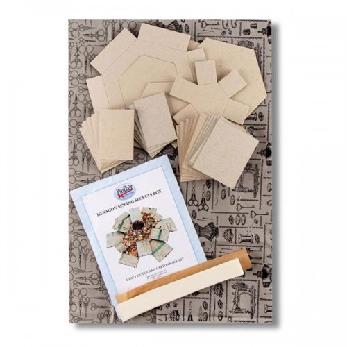 103SP23 Large Hexagon Sewing Box With Fabric