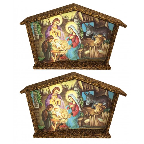 BA521 Pinflair Decoupage Nativity Scene And Stable With Fabric 