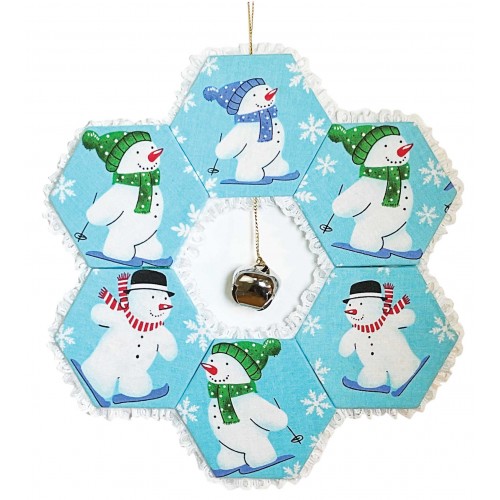 BA511 Pinflair Frilly Hexagon Snowman Hangers With Fabric
