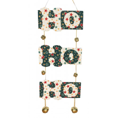 BA528 Pinflair Ho Ho Ho Christmas Hanger With Fabric