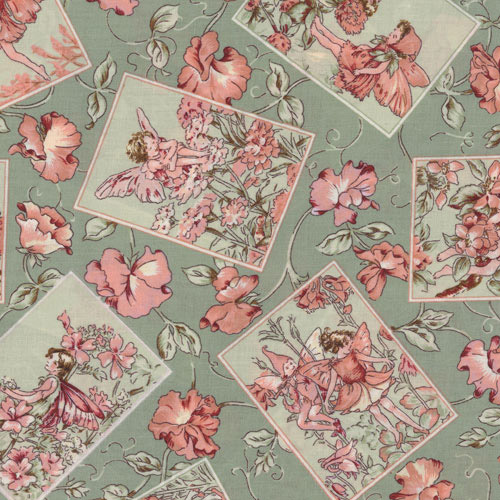 Green Flower Fairy Fabric Panels