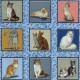 Blue Cats Fabric Panel