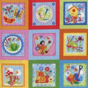 Cartoon Garden Fabric Panel