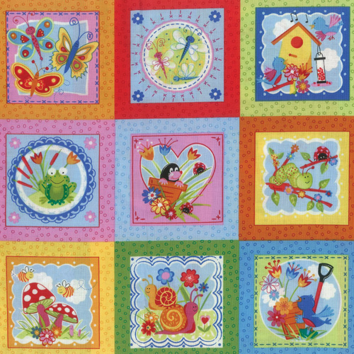 Cartoon Garden Fabric Panel