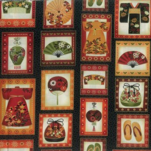 Oriental Black Fabric Panel