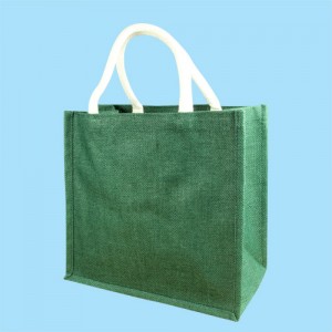 Short Handle Green Hessian Jute Bag