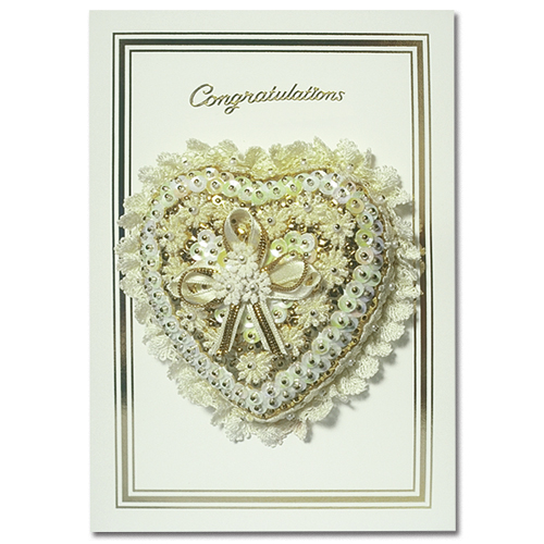 Congratulation Heart Cream/Gold