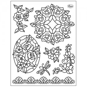 Stamp set: Tiffany-Style Flowers and Border