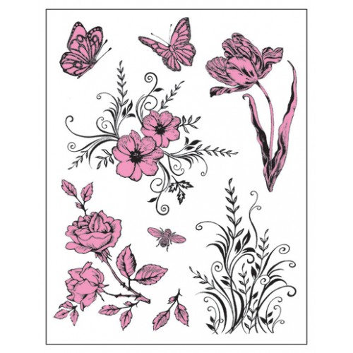 Stamp set: Flowers and Butterflies