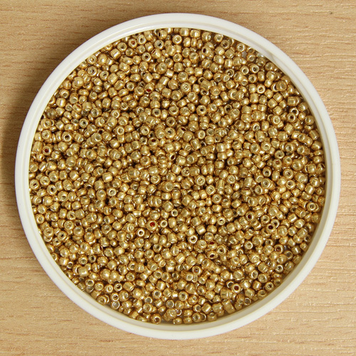 Tiny Glass Bead Metallic Gold