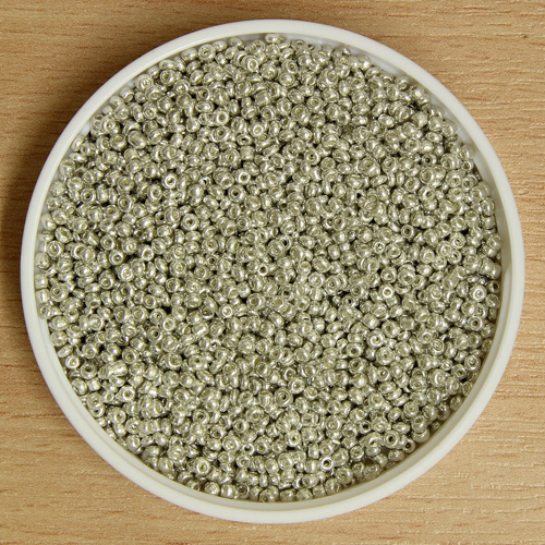 Tiny Glass Bead Metallic Silver